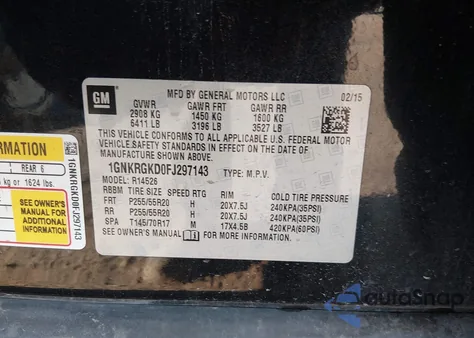 2015 Chevrolet Traverse 1Lt from USA, damaged, VIN 1GNKRGKD0FJ297143